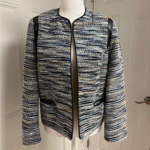 Alfred Dunner Navy and Black Tweed Blazer Jacket size 6P